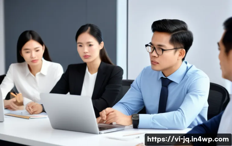 심리적 안전감을 위한 신뢰 기반 커뮤니케이션 기술 - A professional Vietnamese office meeting scene showing diverse colleagues actively engaging in a gro...