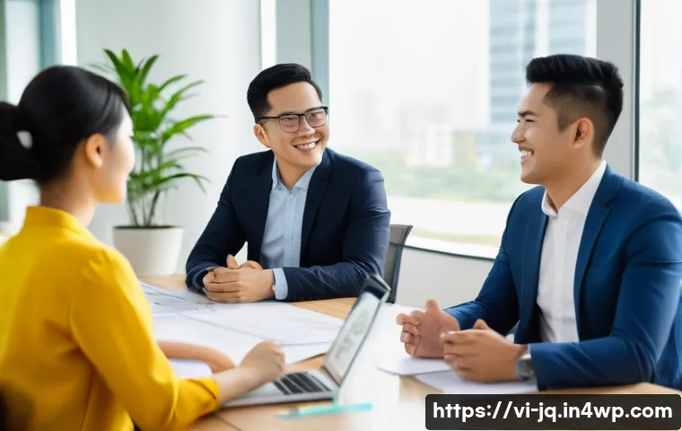 심리적 안전감을 높이는 조직 내 투명한 의사소통 - A diverse group of Vietnamese office employees engaging in an open communication meeting inside a mo...