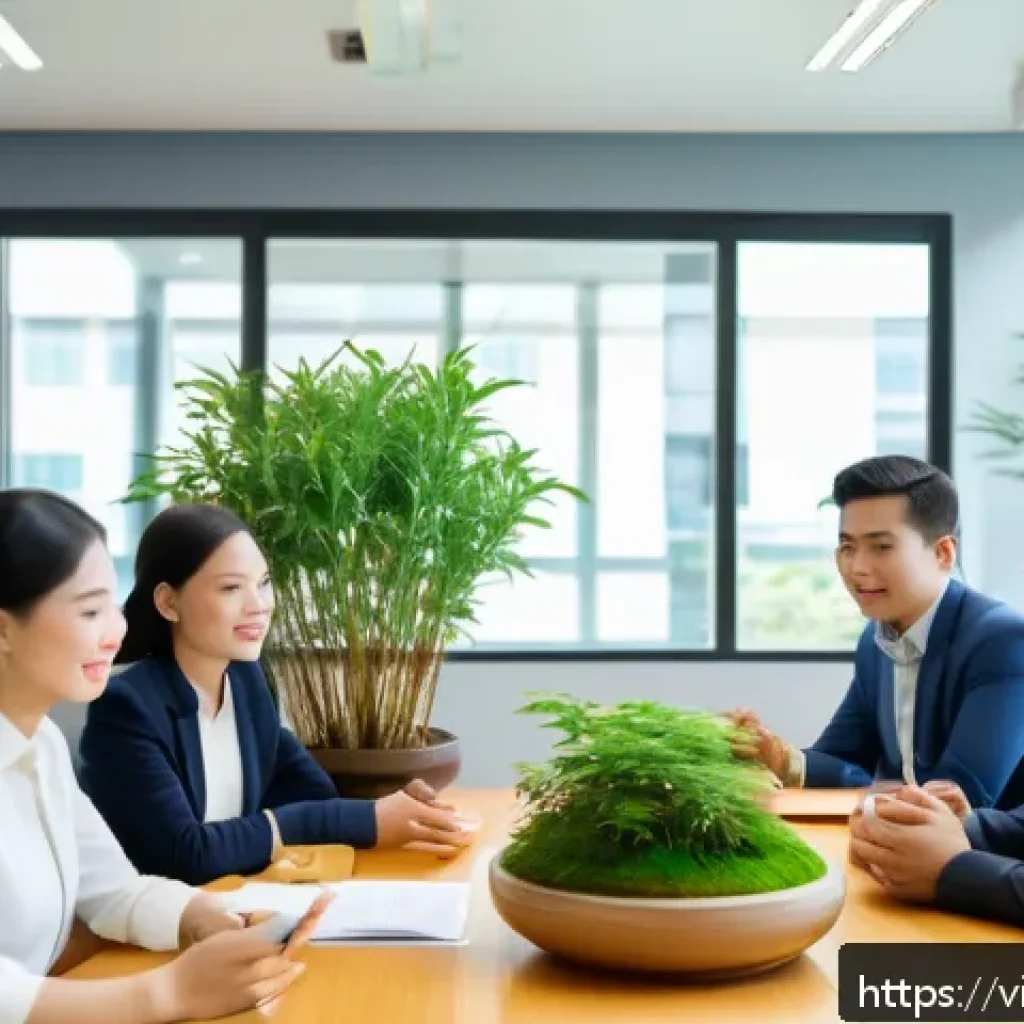 심리적 안전감을 위한 갈등 해결 기법 - A modern Vietnamese office meeting room scene showing diverse colleagues actively engaging in a grou...